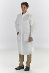 Graham Medical Products Lab Coat LabMates® White Large Knee Length Disposable