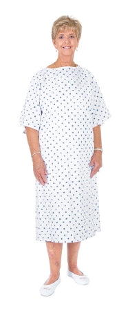 Essential Medical Supply Patient Exam Gown One Size Fits Most White Print Reusable