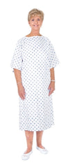 Essential Medical Supply Patient Exam Gown One Size Fits Most White Print Reusable