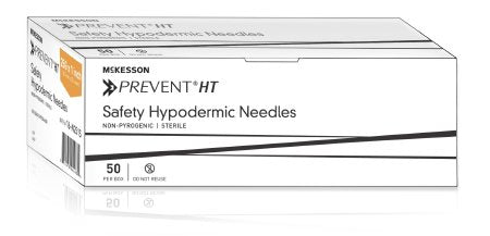 Hypodermic Needle McKesson Prevent® HT Hinged Safety Needle 25 Gauge 1 Inch Length - M-1150038-1108 - Box of 50