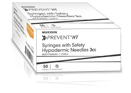 Syringe with Hypodermic Needle McKesson Prevent® HT 3 mL 25 Gauge 5/8 Inch Detachable Needle Hinged Safety Needle - M-1150042-2662 - Case of 400