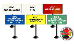 Disaster Management Systems Countertop Sign Disaster Management System Name in Feature and Benefits - M-1151732-3910 - Kit of 1