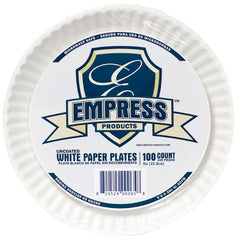 RJ Schinner Co Plate Empress White Single Use Uncoated Paper 9 Inch Diameter