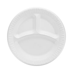 RJ Schinner Co Compartment Plate Dart® Quiet Classic® White Single Use Laminated Foam 9 Inch Diameter