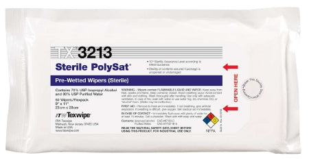 Texwipe PolySat® Surface Disinfectant Cleaner Premoistened Cleanroom Wipe 50 Count Soft Pack Disposable Alcohol Scent Sterile - M-1152754-4552 - Case of 1000