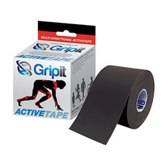 Fabrication Enterprises Kinesiology Tape Gripit ACTIVETAPE V2 Memory Fabric 2 Inch X 5-1/2 Yard Black NonSterile