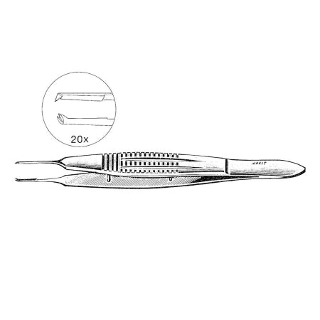 Miltex Suture Tying Forceps Jarit® Castroviejo 4-1/4 Inch Length OR Grade Stainless Steel NonSterile NonLocking Serrated Wide Thumb Handle Straight 0.9 mm Wide Tips with 1 X 2 Teeth - M-1155243-1787 - Each