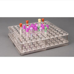 Poltex Inc Carrier Rack Blood Tube Rack 100 Place 17 mm Tube Size Clear 2-1/2 X 10 X 10 Inch