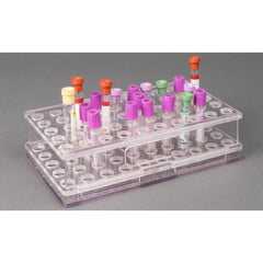 Poltex Inc Carrier Rack Blood Tube Rack 50 Place 17 mm Tube Size Clear 2-1/2 X 5-3/4 X 10 Inch