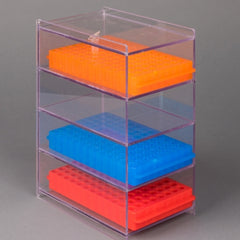Poltex Inc Microtube Tube Rack Organizer 4 Place 0.5 / 1.5 mL Microtube Racks Clear 2-1/4 X 5 X 8 Inch