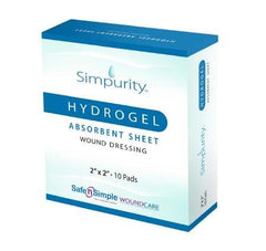 Safe N Simple Hydrogel Dressing Simpurity™ 2 X 2 Inch Square 10 Count Sterile