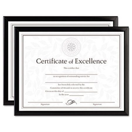 DAX® Value U-Channel Document Frames w/Certificates, 8 1/2 x 11, Black, 2/Pack