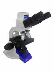 Laxco Inc Med-Scope™ Med1 Basic Compound Microscope Trinocular Head Finite Achro 4X / 10X / 40X / 100X External DC Auto Switching Power Supply / 110 to 240V Coaxial X / Y Mechanical Stage with Adjustable Tension