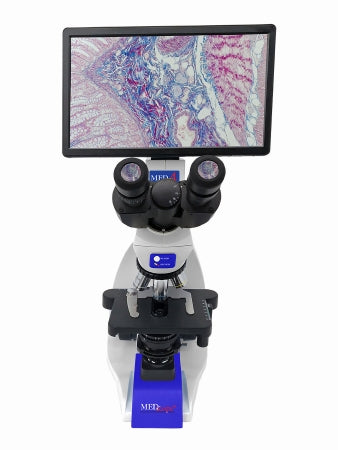 Laxco Inc Med-Scope™ MedDI4-P1 Physician Compound Microscope Digital Head Infinity Corrected Plan 4X / 10X / 40X / 100X External DC Auto Switching Power Supply / 110 to 240V Coaxial X / Y Mechanical Stage with Adjustable Tension