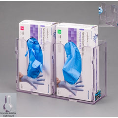 Poltex Inc Glove Box Holder Wall Mounted 2-Box Capacity Clear 10-1/2 W X 3-1/4 D X 10 H Inch PETG Plastic
