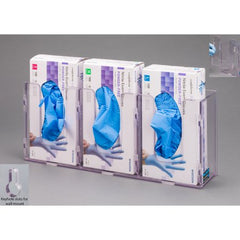 Poltex Inc Glove Box Holder Wall Mounted 3-Box Capacity Clear 10-1/2 W X 3-1/4 D X 15 H Inch PETG Plastic