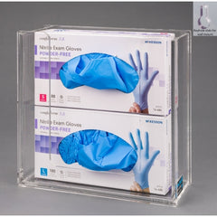 Poltex Inc Glove Box Holder Wall Mounted 2-Box Capacity Clear 10-1/4 W X 3-3/4 D X 10 H Inch Acrylic