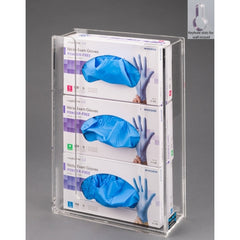 Poltex Inc Glove Box Holder Wall Mounted 3-Box Capacity Clear 10-1/4 W X 3-3/4 D X 15 H Inch Acrylic