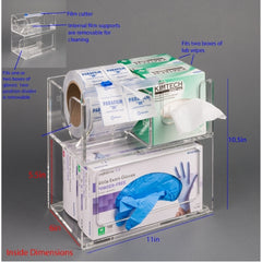 Poltex Inc Glove Holder Organizer Without Mounting 2-Box Capacity Clear 10 W X 3-3/4 D X 5-3/4 H Inch Acrylic - M-1157015-4819 - Each