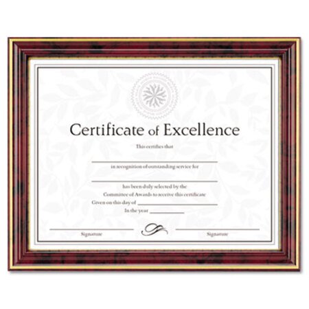 DAX® Gold-Trimmed Document Frame with Certificate, Wood, 8.5 x 11, Mahogany