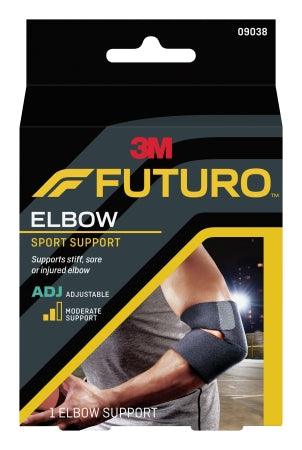 3M Elbow Support 3M™ Futuro™ Sport One Size Fits Most Hook and Loop Strap Closure Wraparound Left or Right Elbow 6-1/2 to 13-1/2 Inch Elbow Circumference Black