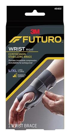 3M Wrist Brace Futuro™ Compression Stabilizing Low Profile Aluminum / Nylon / Polyester / Polyethylene / Spandex / Silicone Right Hand Black Large / X-Large