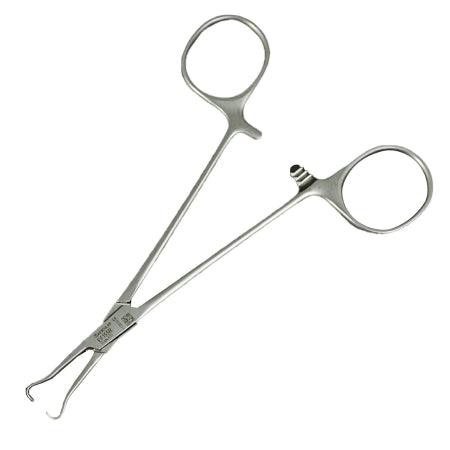 Aesculap Genitourinary Forceps Aesculap® 5 Inch Lenth Surgical Grade Stainless Steel NonSterile Ratchet Lock Finger Ring Handle Curved Pointed Tips - M-1158576-4163 - Each