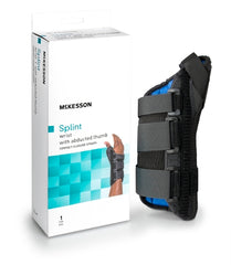 Wrist Brace with Abducted Thumb McKesson Aluminum / Foam / Lycra® / Plastic Left Hand Black X-Small