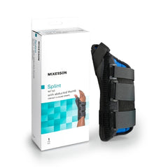 Wrist Brace with Abducted Thumb McKesson Aluminum / Foam / Lycra® / Plastic Right Hand Black Small