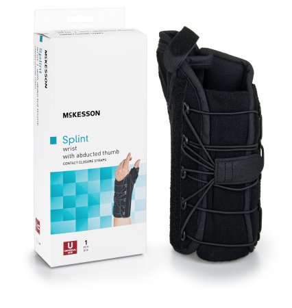 Wrist Brace with Thumb Spica McKesson Right Hand Black One Size Fits Most