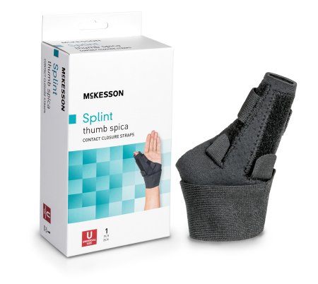 Thumb Splint McKesson Adult One Size Fits Most Hook and Loop Closure Left or Right Hand Black