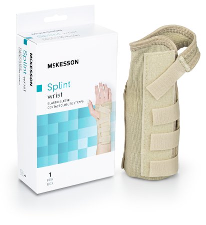 Wrist Brace McKesson Low Profile / Contoured / Wraparound Aluminum / Cotton / Elastic Left Hand Beige Large