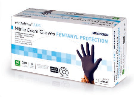 Exam Glove McKesson Confiderm® LDC Medium NonSterile Nitrile Standard Cuff Length Fully Textured Blue Chemo Tested - M-1159330-4915 - Case of 2500