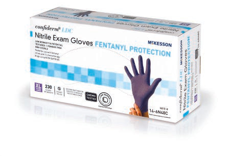 Exam Glove McKesson Confiderm® LDC X-Large NonSterile Nitrile Standard Cuff Length Fully Textured Blue Chemo Tested - M-1159332-1021 - Case of 2300