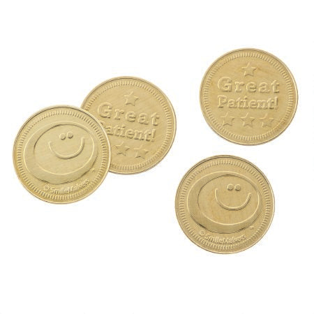SmileMakers SmileMakers® 100 per Unit Great Patient Gold Coins Vending Machine Tokens 1 Inch