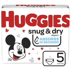 Kimberly Clark Unisex Baby Diaper Huggies® Snug & Dry Size 5 Disposable Heavy Absorbency - M-1160336-2101 - Pack of 22
