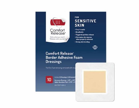 Global Biomedical Technologies LLC Foam Dressing Comfort Release® 4-1/4 X 4-1/4 Inch Square Adhesive with Border Sterile