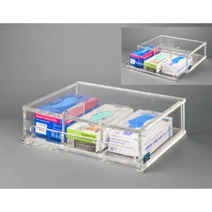 Poltex Inc Glove Platform Holder Drawer Table Top 3-Box Capacity Clear 18.7 X 14.8 X 5 Inch Acrylic