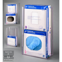 Poltex Inc Bouffant Cap Dispenser Wall Mount 2-Box Capacity Clear 4.8 X 11-1/4 X 20 Inch PETG Plastic