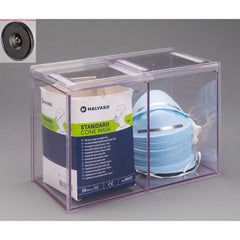 Poltex Inc Double Cone Mask Dispenser Magnetic Mount 2-Compartment Clear 5-1/2 X 5-1/2 X 7 Inch PETG Plastic