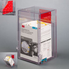 Poltex Inc N95 Face Mask Dipenser VHB Tape 1 Box of 20 Masks Clear 6-1/2 X 7 X 11.9 Inch PETG Plastic
