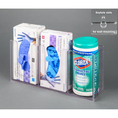 Poltex Inc Glove Box Holder Wall Mounted 2-Box Capacity Clear 7-1/2 X 16-1/2 Inch PETG Plastic