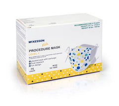 Procedure Mask McKesson Pleated Earloops Child Size Kid Design (Blue and Yellow Polka Dot) NonSterile ASTM Level 1