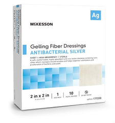 Silver Gelling Fiber Dressing McKesson 2 X 2 Inch Square Sterile