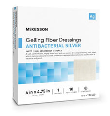 Silver Gelling Fiber Dressing McKesson 4 X 4-3/4 Inch Rectangle Sterile