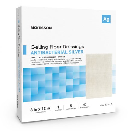 Silver Gelling Fiber Dressing McKesson 8 X 12 Inch Rectangle Sterile