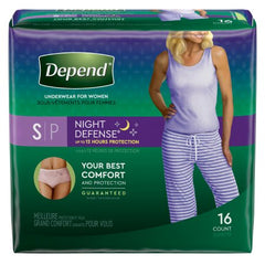 Kimberly Clark Female Adult Absorbent Underwear Depend® Night Defense® Pull On with Tear Away Seams Small Disposable Heavy Absorbency - M-1163804-2999 - Pack of 16