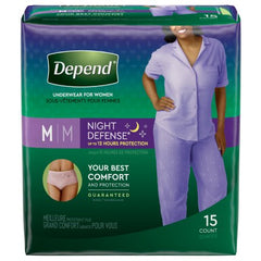 Kimberly Clark Female Adult Absorbent Underwear Depend® Night Defense® Pull On with Tear Away Seams Medium Disposable Heavy Absorbency - M-1163806-3940 - Case of 60