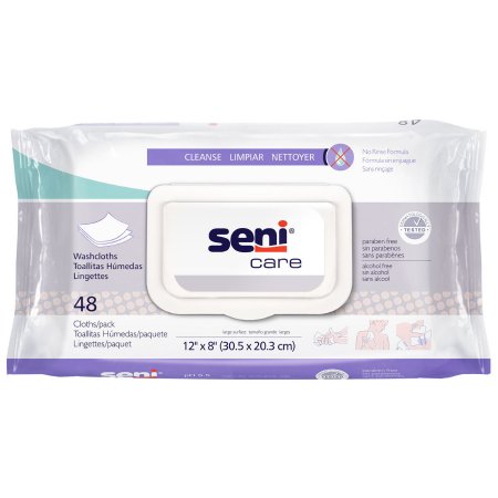 TZMO USA Inc Rinse-Free Bath Wipe Seni® Care Soft Pack Allantoin / Vitamin E Scented 48 Count