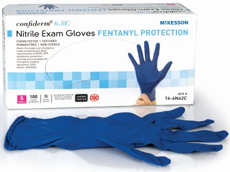 Exam Glove McKesson Confiderm® 6.8C Small NonSterile Nitrile Standard Cuff Length Blue Chemo Tested - M-1163939-1901 - Box of 100